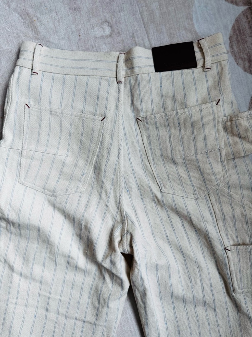 Dior Cream Pants with Blue Pinstripes and Branded Button - Picture 11 of 14